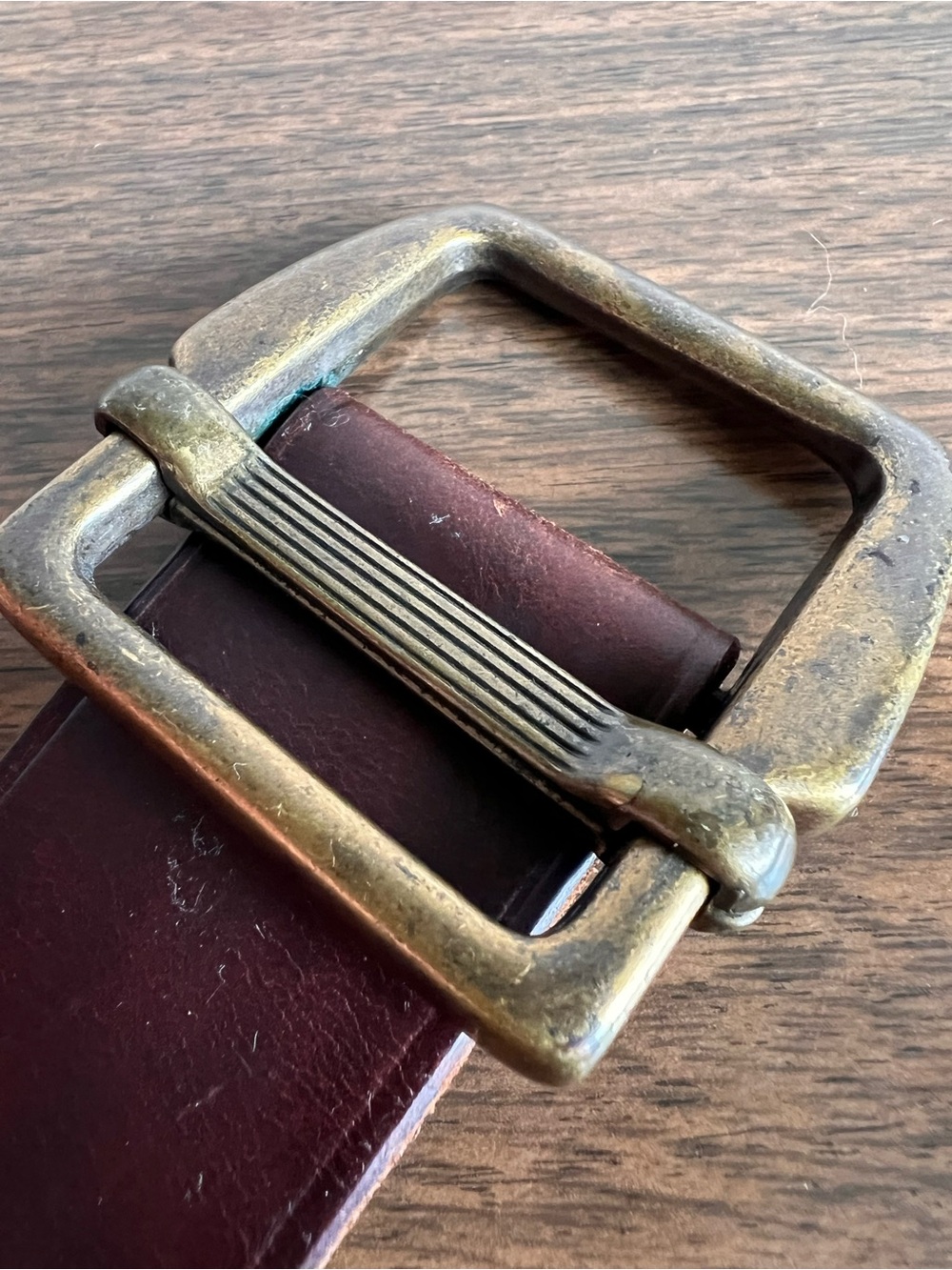 VTG Polo Ralph Lauren Brown Leather Heritage Brass Roller Buckle Belt Size 34/85 - Picture 5 of 9